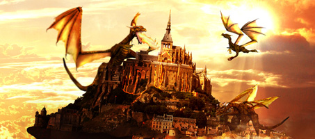How to Create a Flying Land Illustration On Fire photoshop 